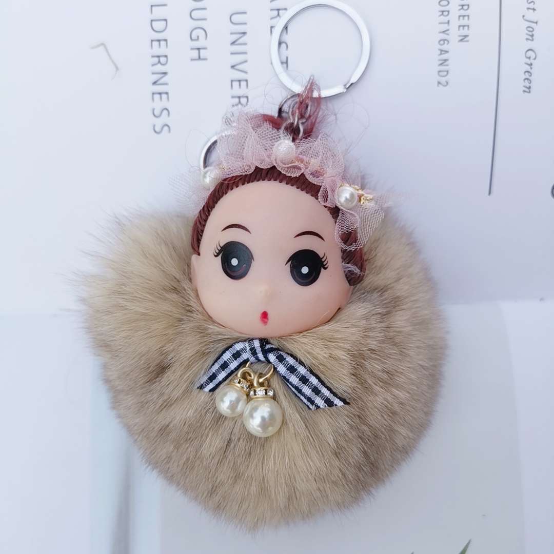 Fox fur ball pendants, cute sleeping dolls, couple dolls, plush pendants, car keychains, bag accessories Item Picture