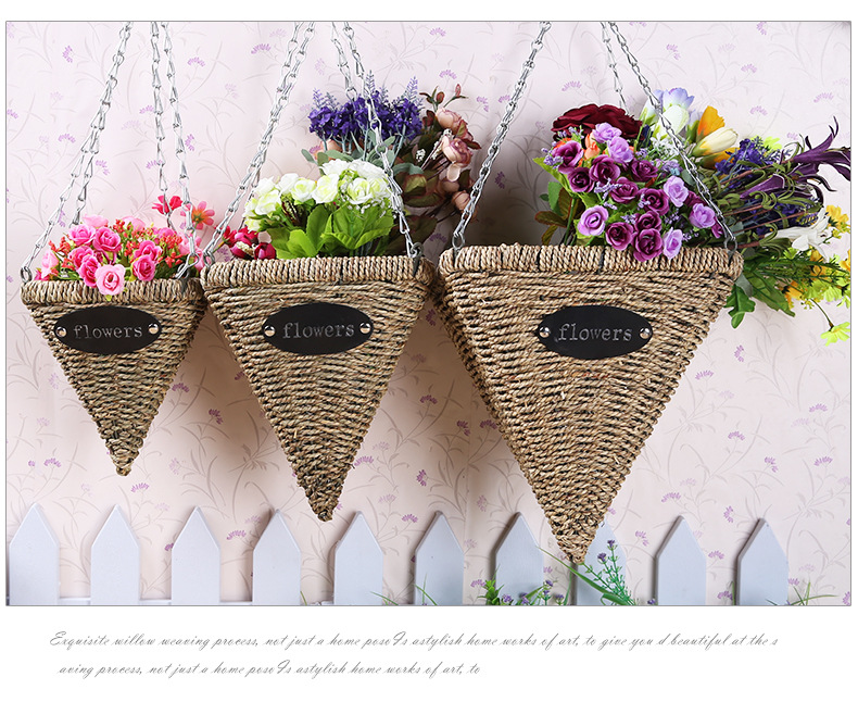 Wholesale Rattan Willow Woven Grass Woven Green Flowers Hanging Basket Flower Basket Hanging Orchid Flower Pot Hanging Green Plant Creative Decoration Pot Pot Hanging Basket