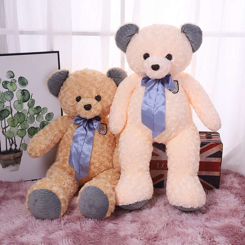 泰迪熊各种尺寸可爱毛绒玩具高档短毛绒生日礼物女生喜欢儿童节礼物绣花丝带领结小熊100cm