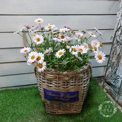 Wicker Flower Pot Flower Tube Wicker Braid Twine Ears Can Be Placed Seedlings Can Also Arrange Flowers Unlimited Specification drawing