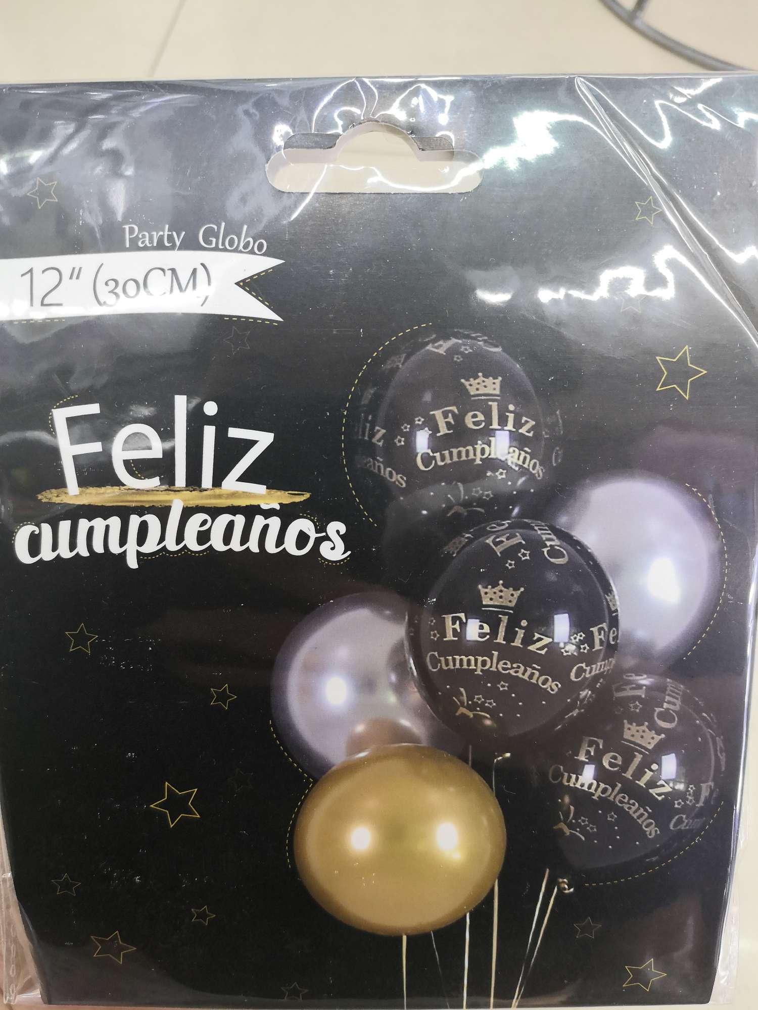 12-inch Spanish birthday balloon set with matte metal balloons