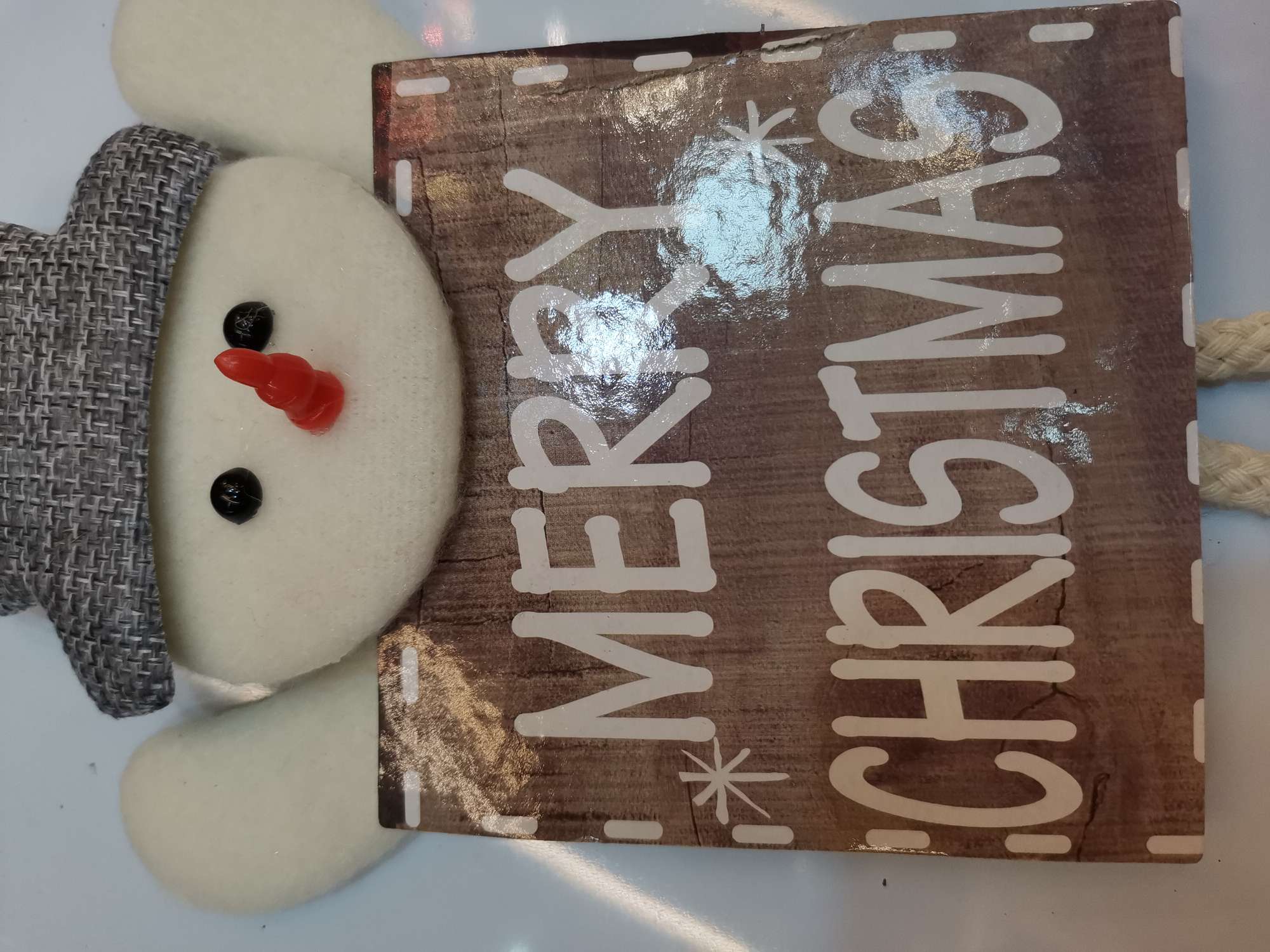 Christmas snowman pendant with English size 12.5*28CM Specification image