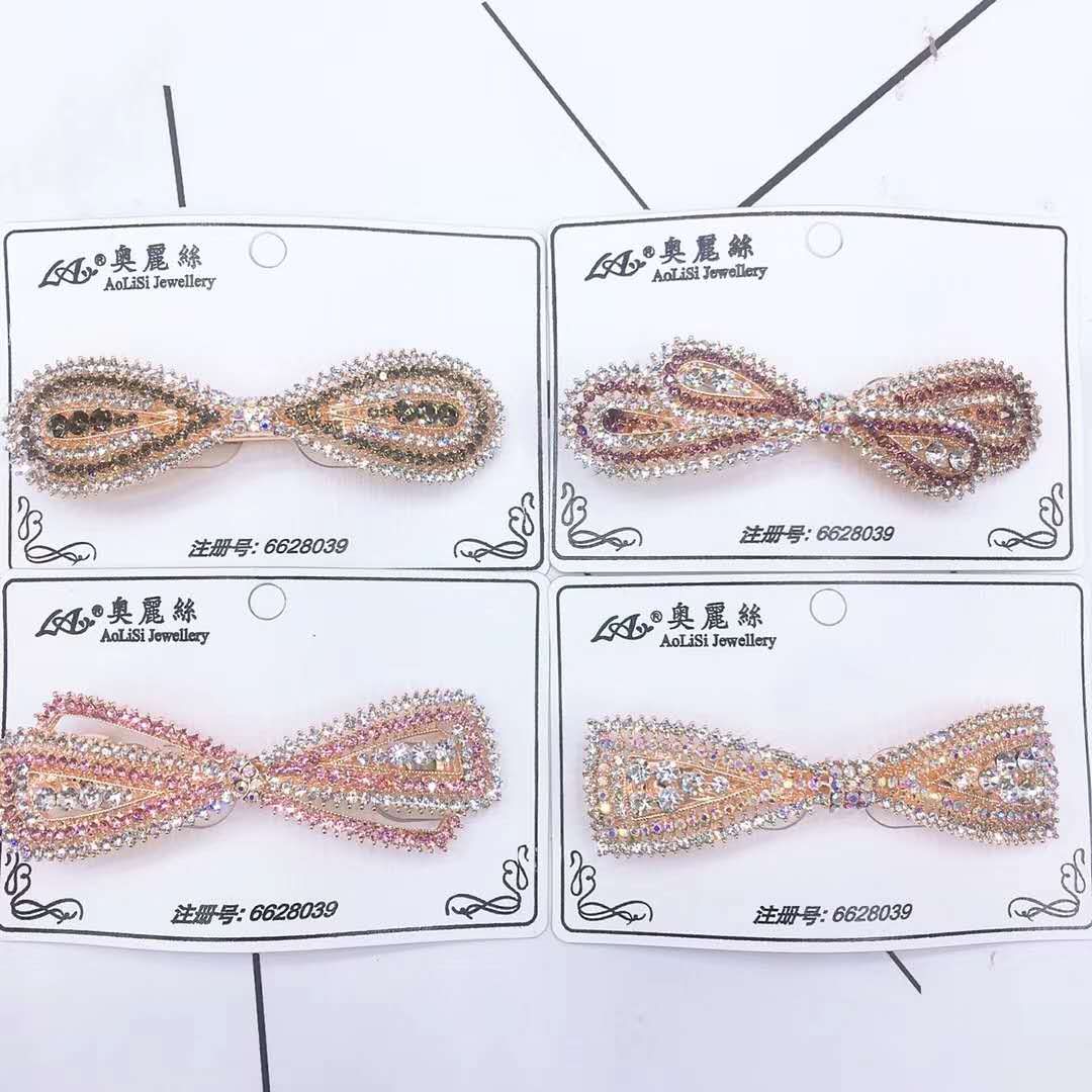 Korean-style shiny hair clips with full diamonds