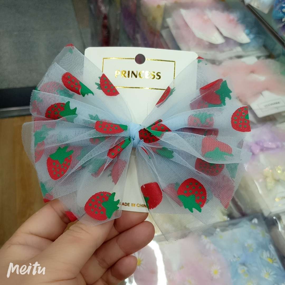 网络爆款水果系列草莓韩版大领结发夹儿童少女搭配款