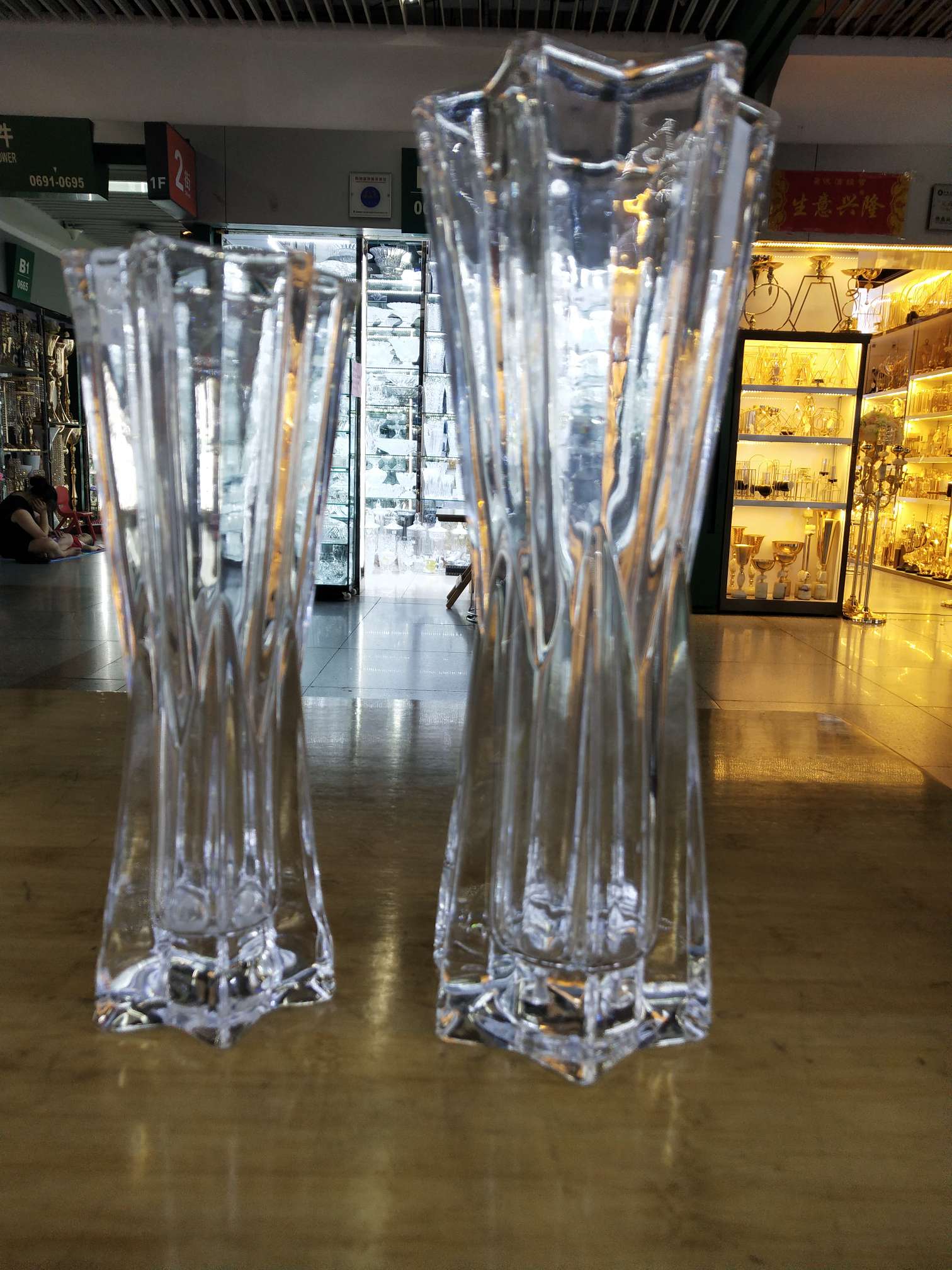 Manufacturers direct wholesale pressing glass vase living room table furnishing pieces rich bamboo lily flower arranger thumbnail