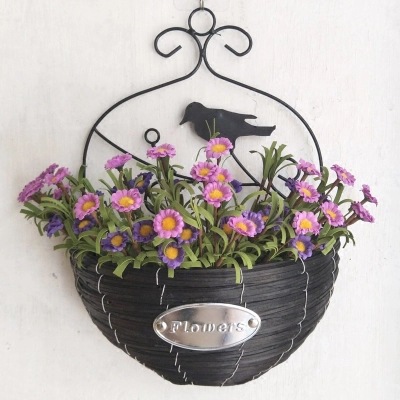Factory Direct Sales Hot Willow Woven Wood Wall Hanging Flower Pot Home Gardening Creative Grass Rope Wall Hanging Flower Basket Wholesale Specification drawing