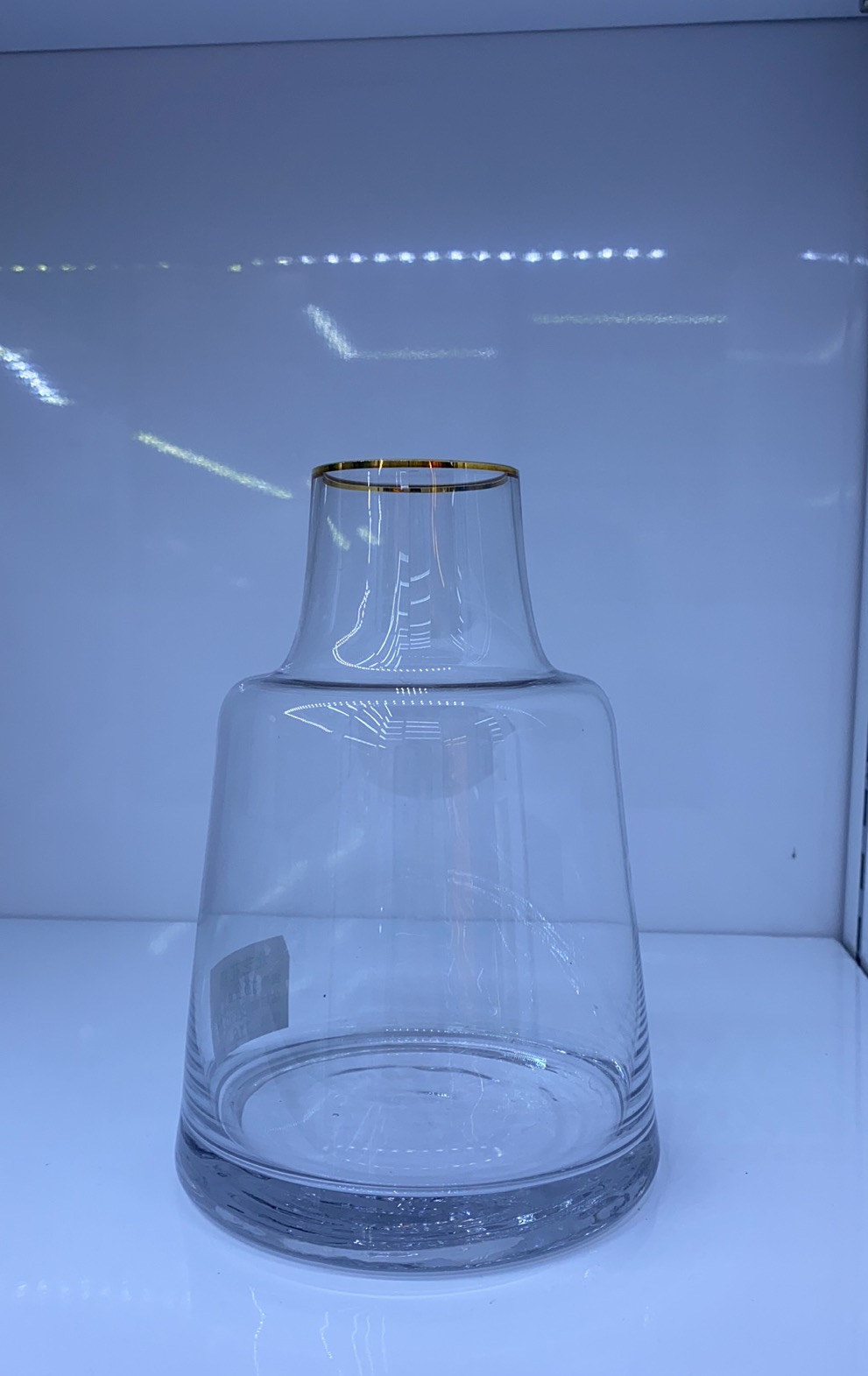 Nordic light luxury glass water cultivation ornaments, modern and simple living room decorations, transparent flower vases, creative gilded mouth 01