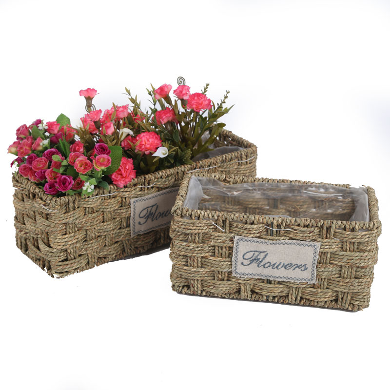 Flower Basket Manufacturers Direct Sales Square Succulent Flower Basket Home Decor Wicker Flower Basket Hand-Woven Flower Pot Diameter 25 Specification drawing