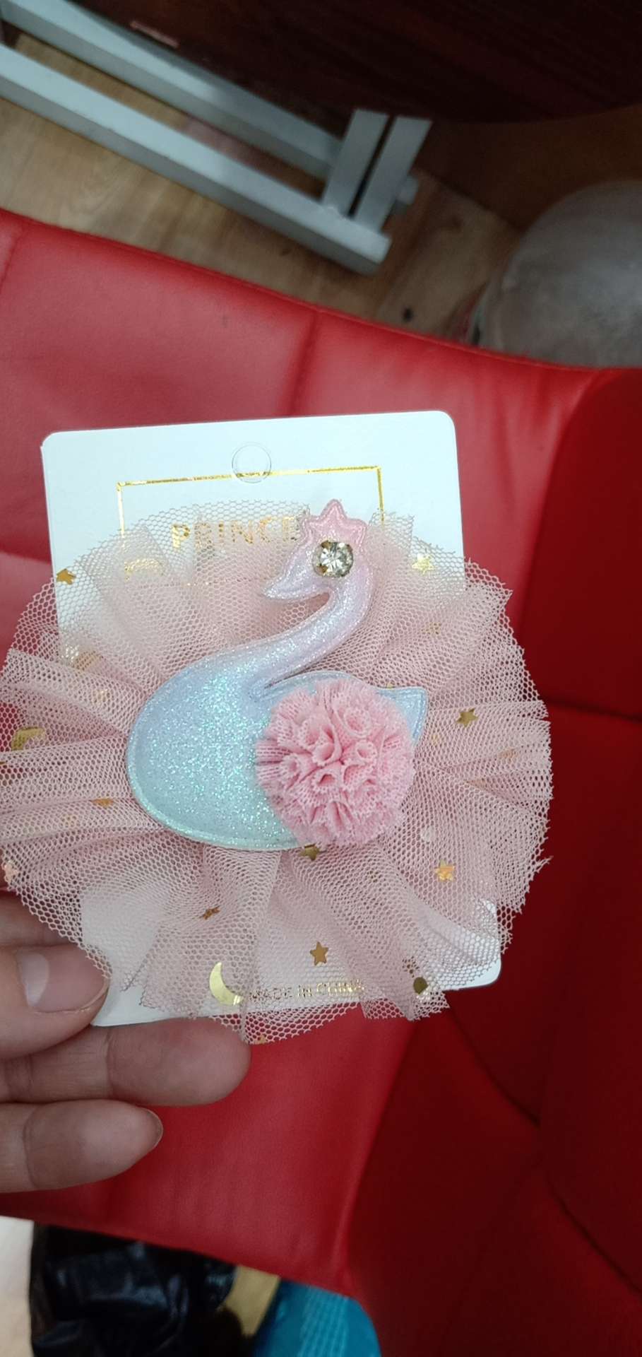 亚马逊虾米外贸爆款可爱天鹅带钻纱花发夹儿童百搭发夹