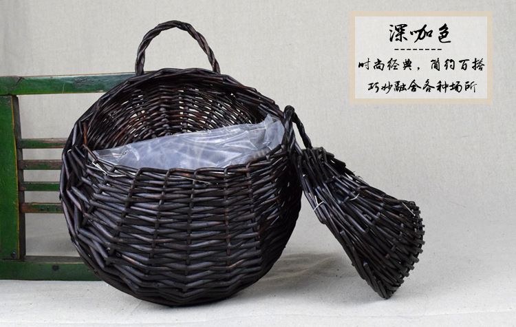 Garden Wicker Knitting Factory New Hand Rattan Knitting Succulent Decorative Grass Woven Flower Basket Wall Hanging Wicker Woven Bird's Nest Pot Wholesale details Picture
