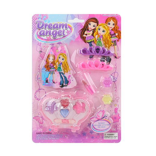 A girl is playing a toy, cosmetics, house, and a puzzle game