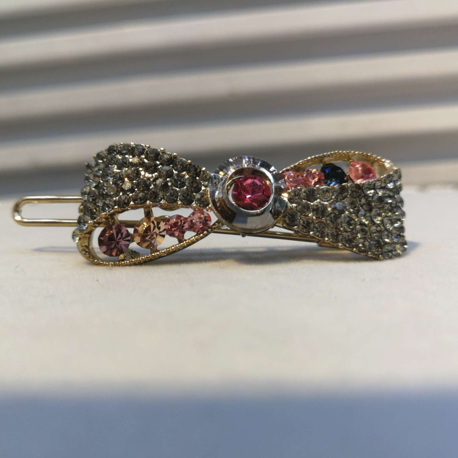 Crystal White Diamond Frog Buckle Korean Bow Banana Clip Vertical Clip Ponytail Clip Hair Clip Small Non-Slip Vertical Clip Diamond Hair Accessories Korea And Korea Large Hair Clip Headwear Small Jinling Jewelry 410815 details Picture