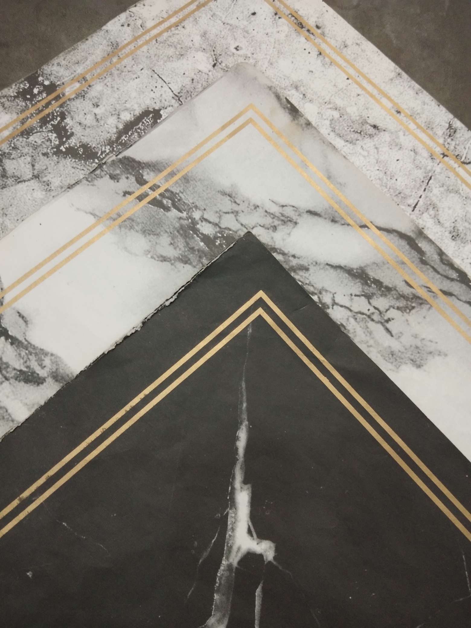 Black, white, grey, gold-edged, stone-patterned paper-wrapped flower paper for fresh flower packaging