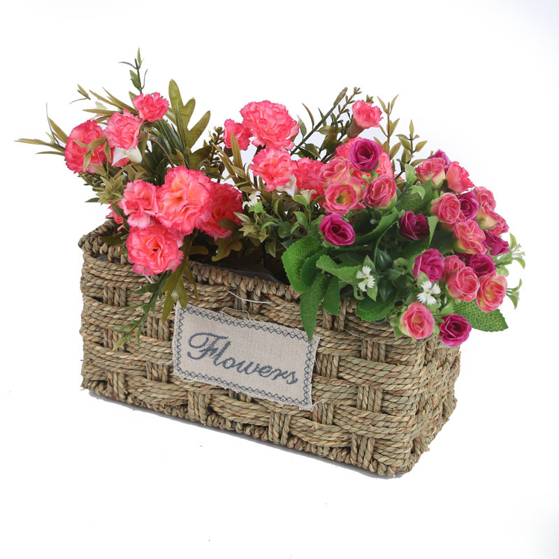 Flower Basket Manufacturers Direct Sales Square Succulent Flower Basket Home Decor Wicker Flower Basket Hand-Woven Flower Pot Diameter 25 details Picture