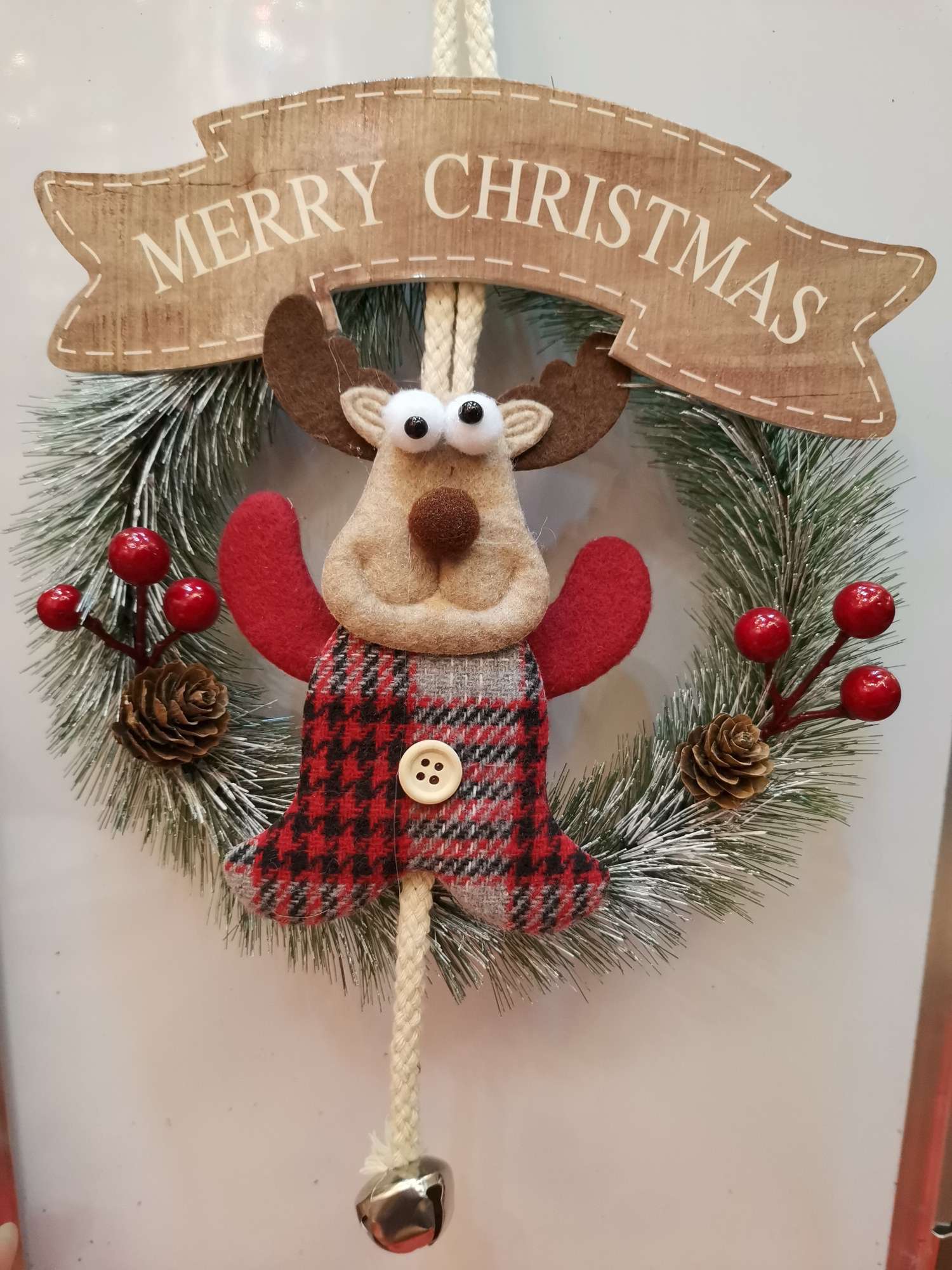 Christmas Deer pendant, pine needle ring pendant, 19*31CM Specification image