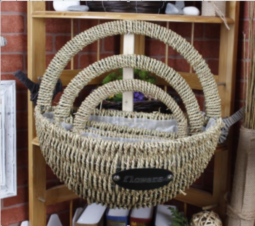 Origin Goods Source Woven Grass Rattan Flower Basket Wall Hanging Decoration Home Gardening Wicker Woven Wall Hanging Straw Basket Factory Wholesale