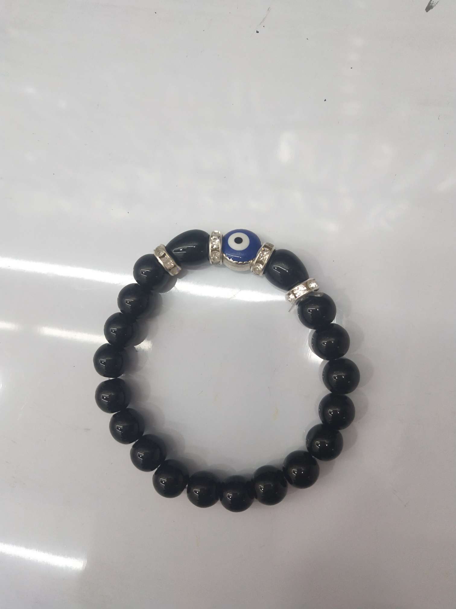 Black bead alloy eye hand ring thumbnail