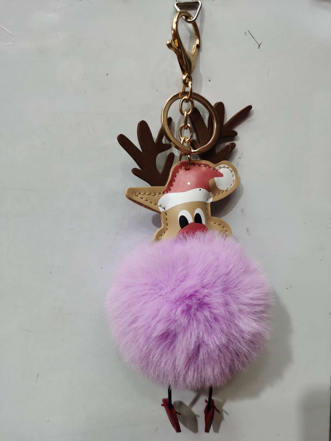3711 Qilisa trinkets Christmas deer Fur ball key chain thumbnail