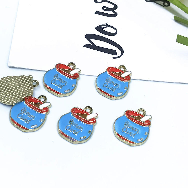 diy alloy accessories Korean version cute honey can painting oil pendant Item Picture