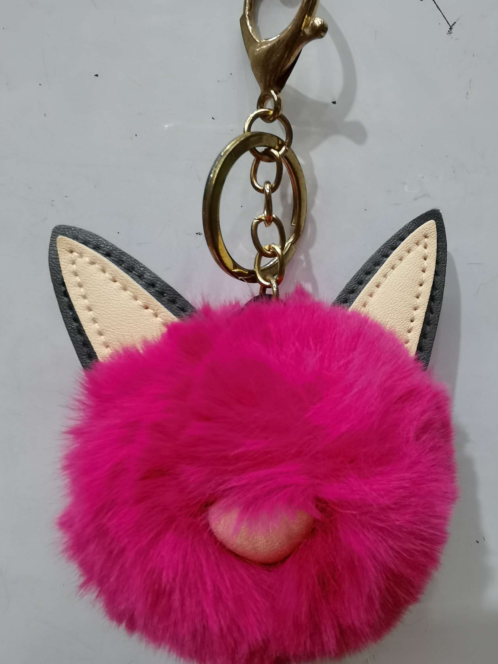 Qilisa trinket 8cm Wool ball key chain with pointed Ear thumbnail