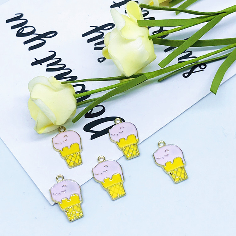 diy alloy accessory Korean version cute ice cream painting oil pendant details Picture