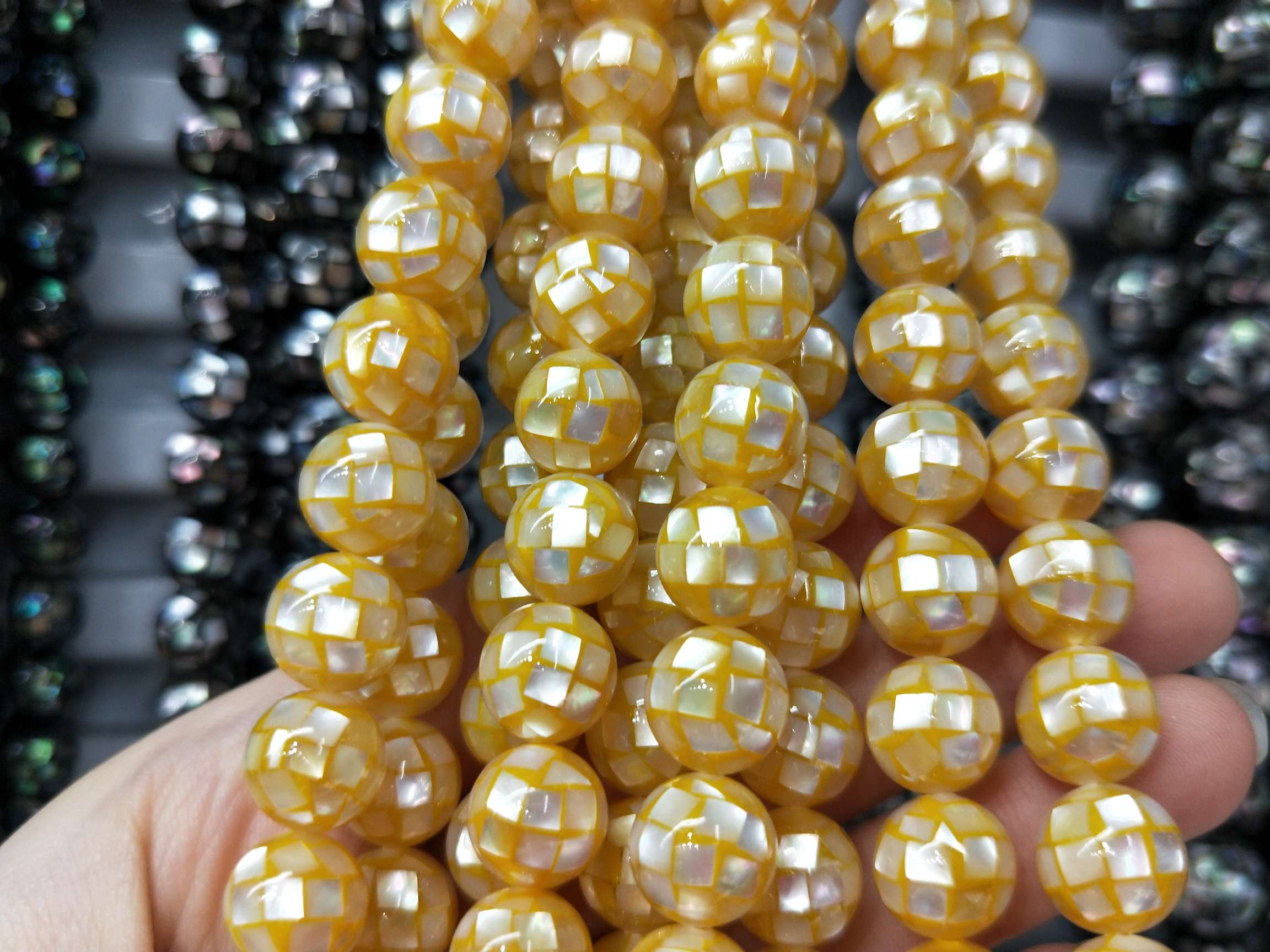 Natural yellow butterfly shell beads hand-made Mosaic beads DIY accessories thumbnail