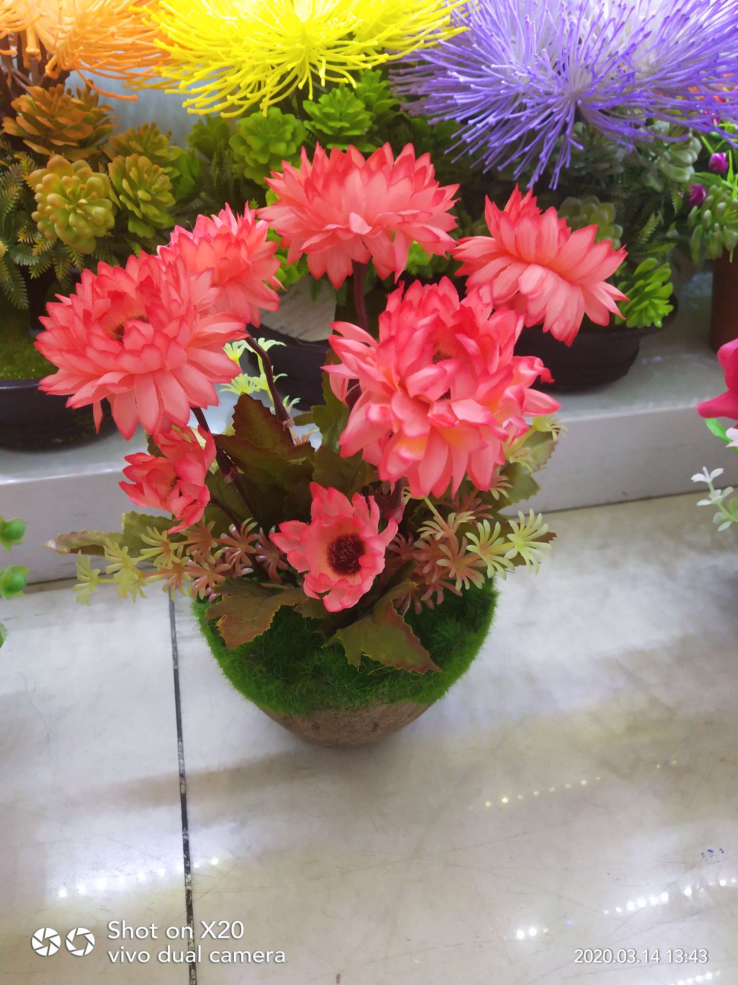 Floral office potted artificial flower bonsai