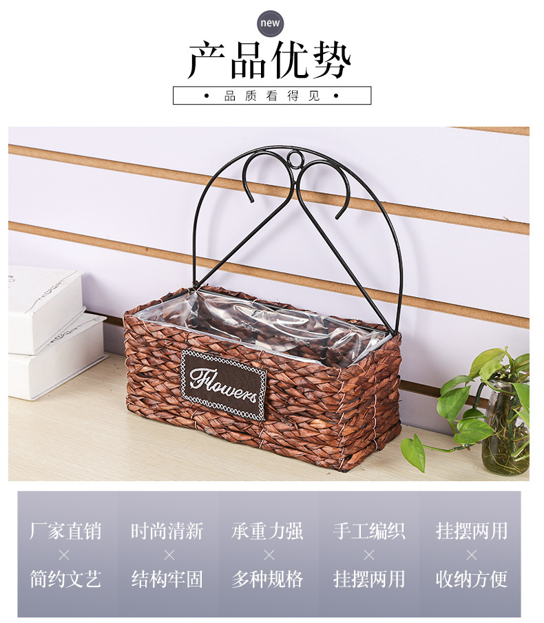 Crafts Straw Rope Woven Succulent Flowerpot Single And Double Layer Wall Hanging Willow Woven Hand-Woven Flower Basket Flower Stand Flowerpot Single Layer Flower Basket