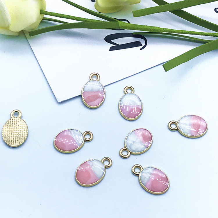 diy alloy accessory Korean-style cute oval oil painting pendant Item Picture