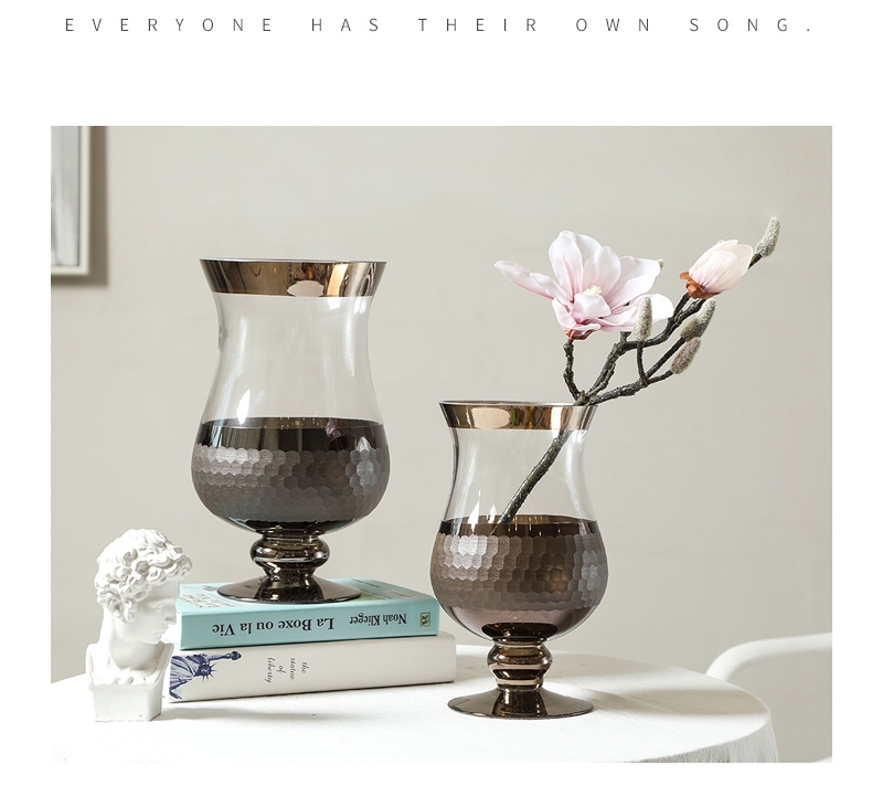 北欧轻奢磨刻灰色玻璃花瓶现代软装水培插花装饰客厅餐桌饰品产品图