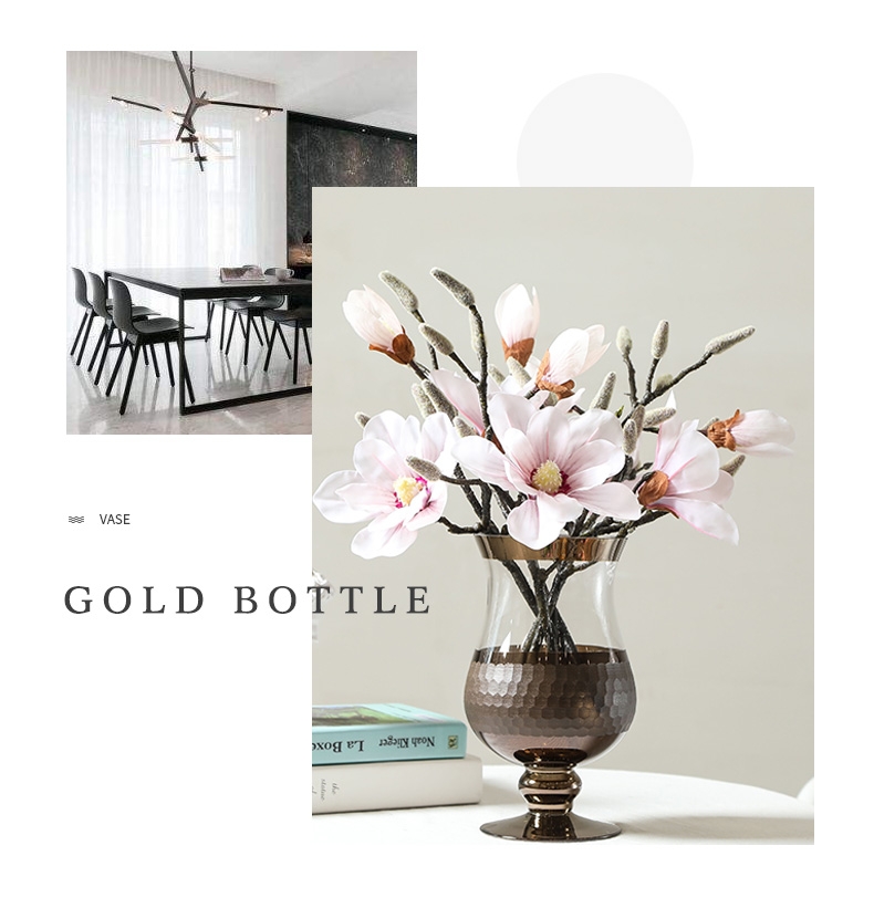 北欧轻奢磨刻灰色玻璃花瓶现代软装水培插花装饰客厅餐桌饰品图