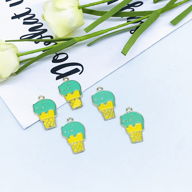 diy alloy accessory Korean version cute ice cream painting oil pendant undefined