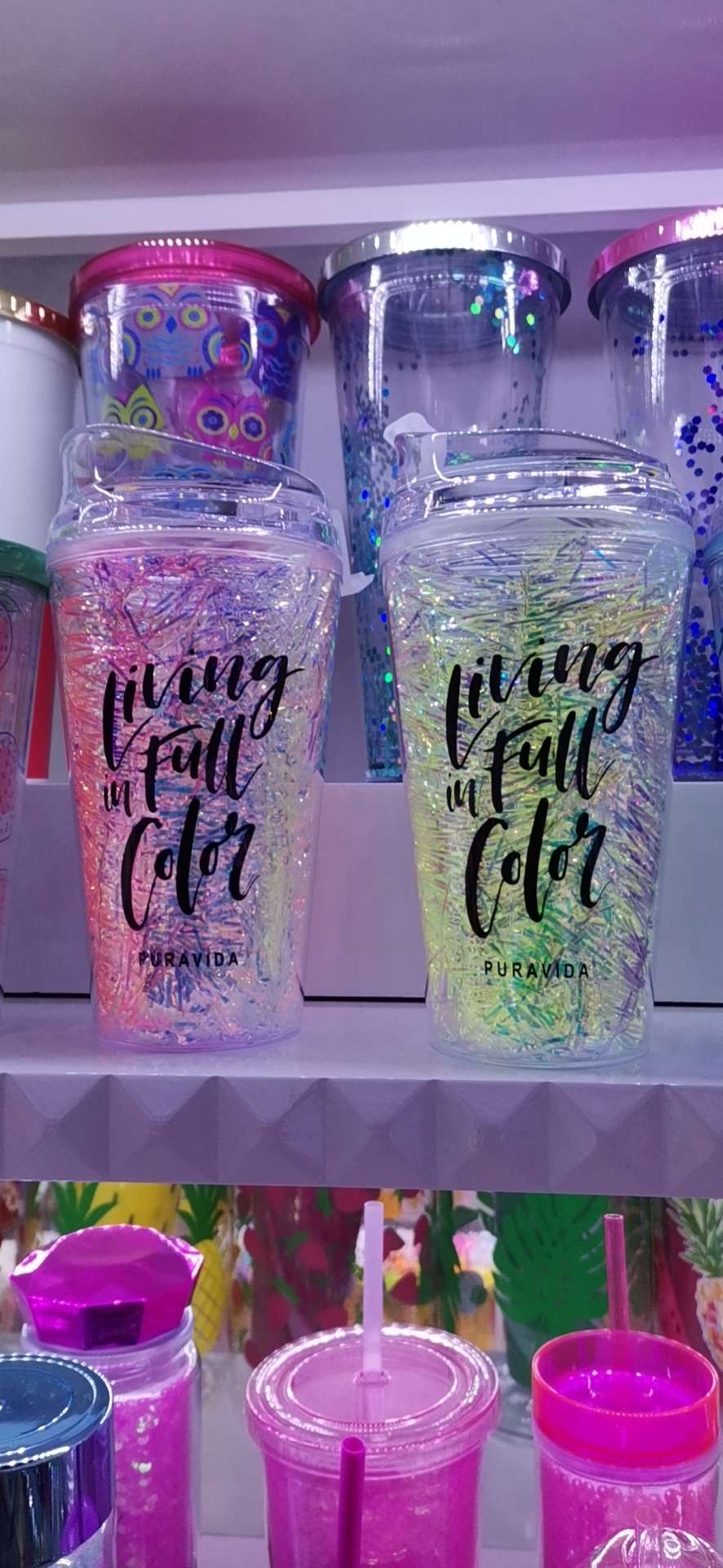 Factory direct sales of printed letter bright stripe straw cups with LIDS