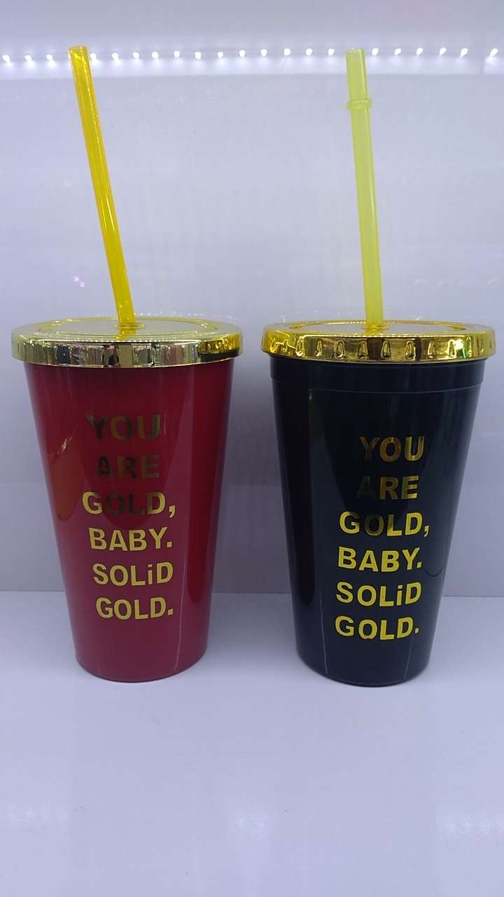 Factory direct sales of electroplated flat lid gilded letter water cups