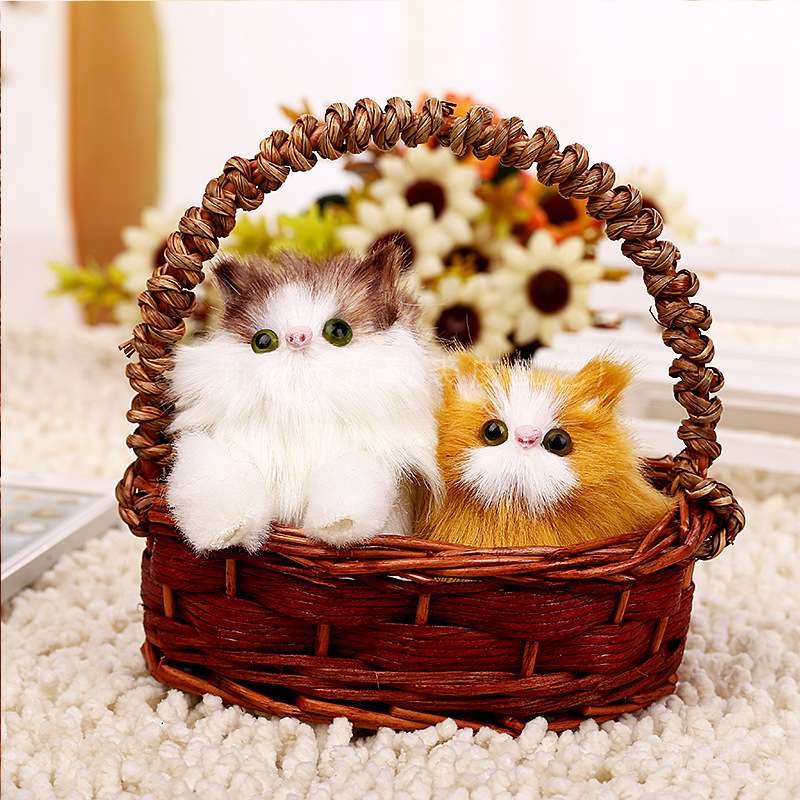 Brown and blue voice-controlled dual cat car accessories, birthday gifts, mixed-color plush toys Specification image