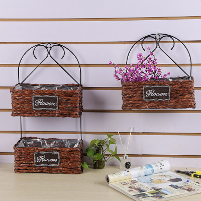 Crafts Straw Rope Woven Succulent Flowerpot Single And Double Layer Wall Hanging Willow Woven Hand-Woven Flower Basket Flower Stand Flowerpot Single Layer Flower Basket Item Picture