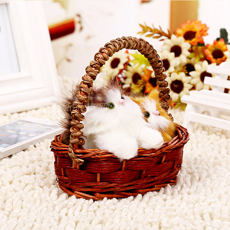 Brown and blue voice-controlled dual cat car accessories, birthday gifts, mixed-color plush toys Item Picture