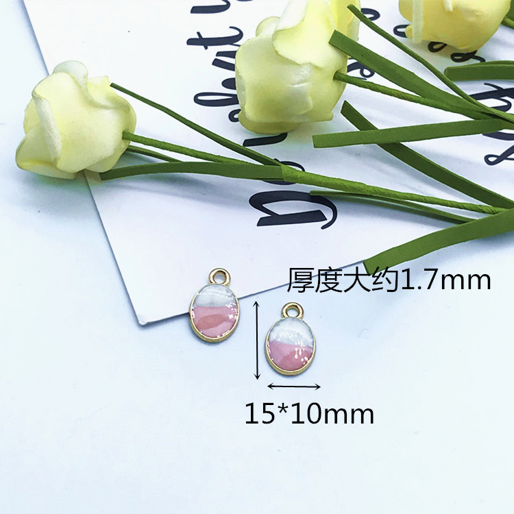 diy alloy accessory Korean-style cute oval oil painting pendant Specification image