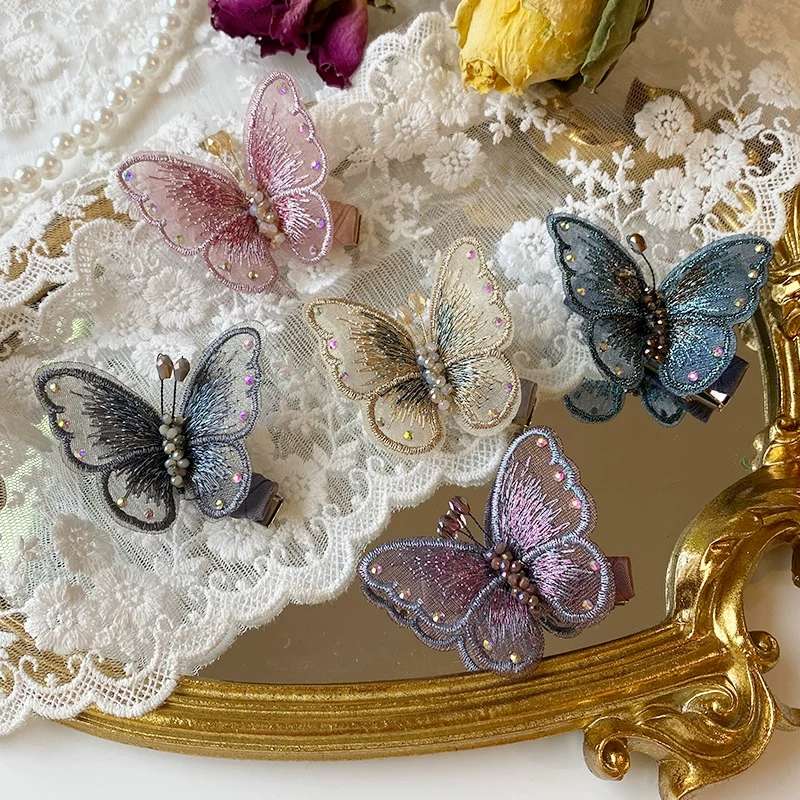 Super fairy-like gauze butterfly hair clip at the back of the head, female crystal hair clip, side clip, top clip, bangs clip, Korean Internet celebrity headwear Application Scenario