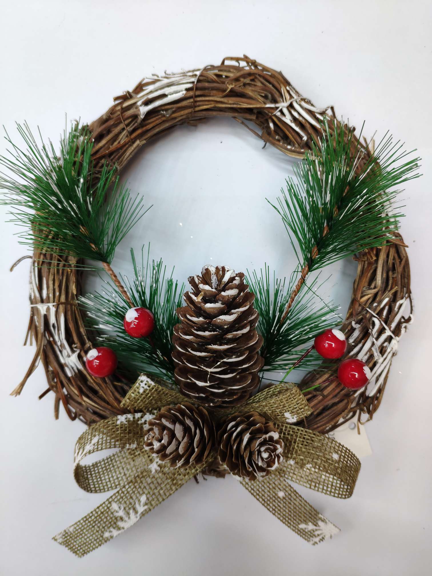 Pinecone Christmas wreath pendant