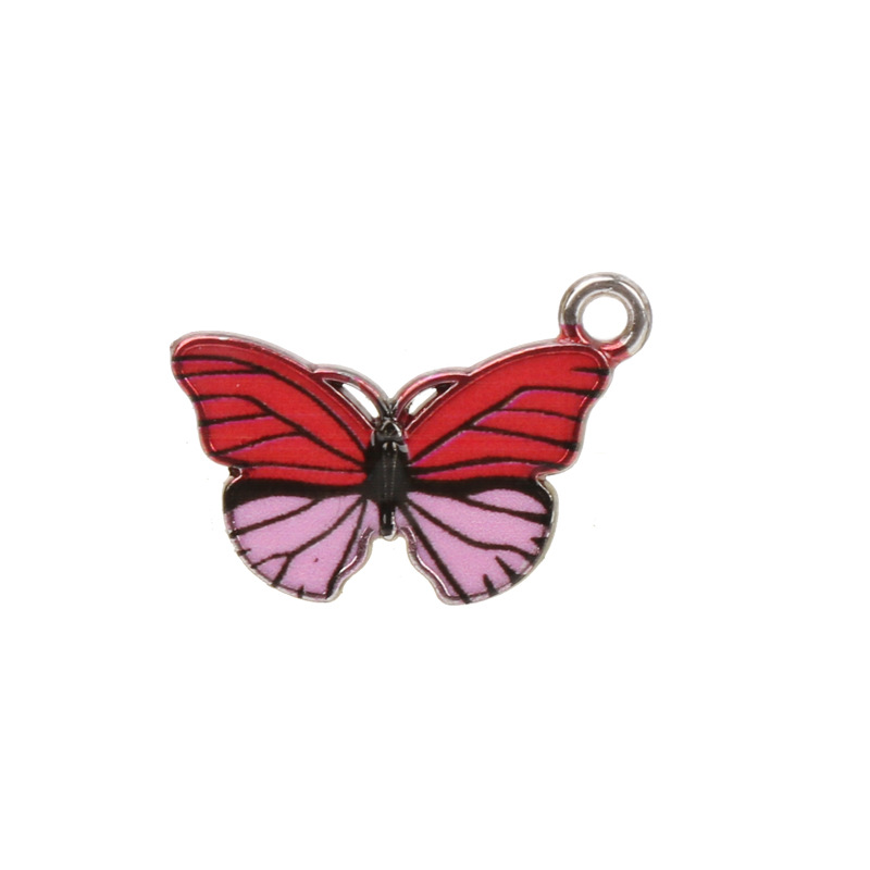 Cross-border best-selling European and American fashion accessories, alloy oil-dripping colored butterfly accessories, single-hanging accessories Specification image
