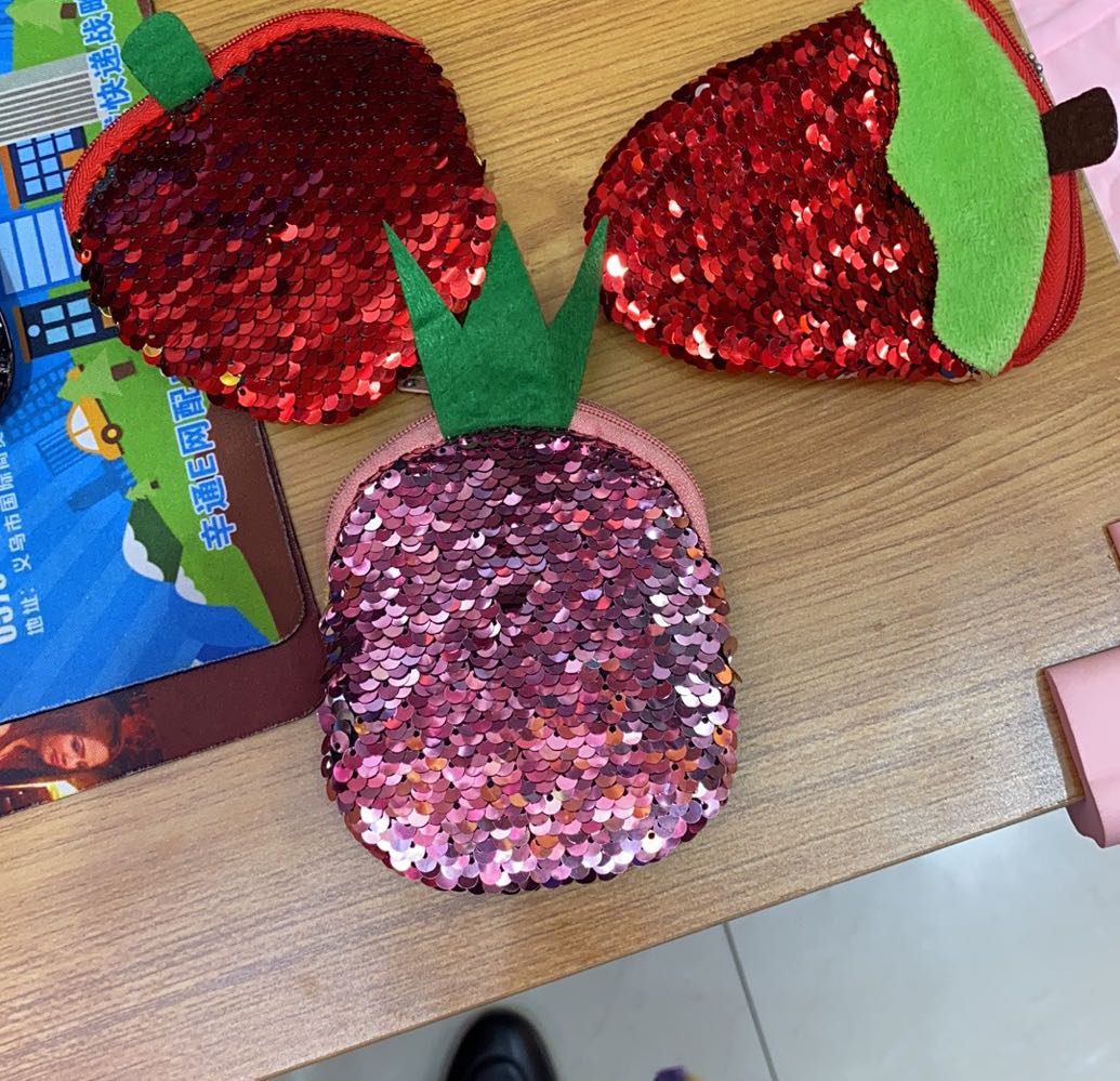 Fruit sequined coin purse