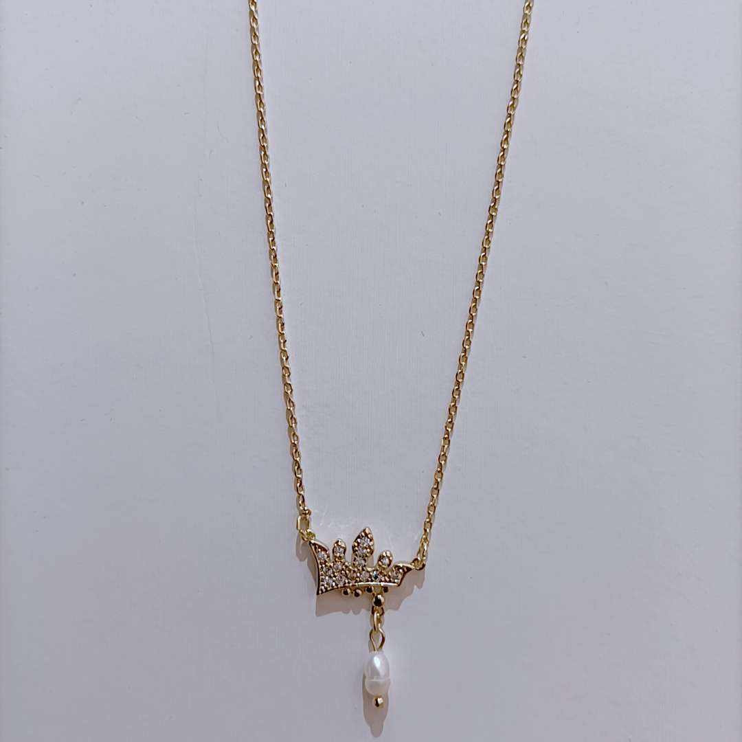 Korean version of the clavicle chain crown hanging small pearls thumbnail