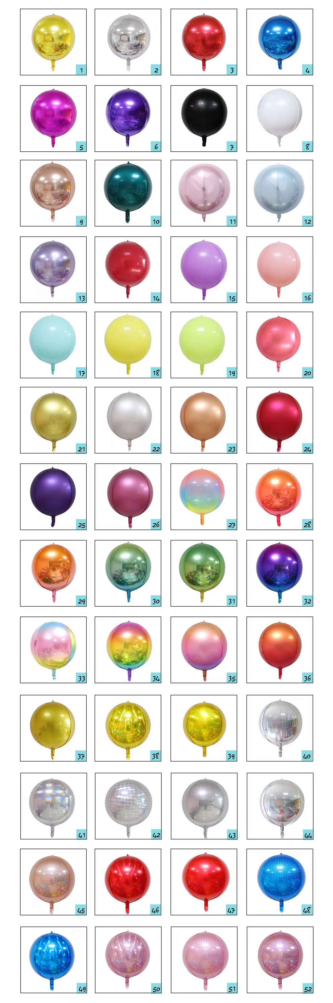 4d彩色铝膜气球批发聚会派对装饰彩色1