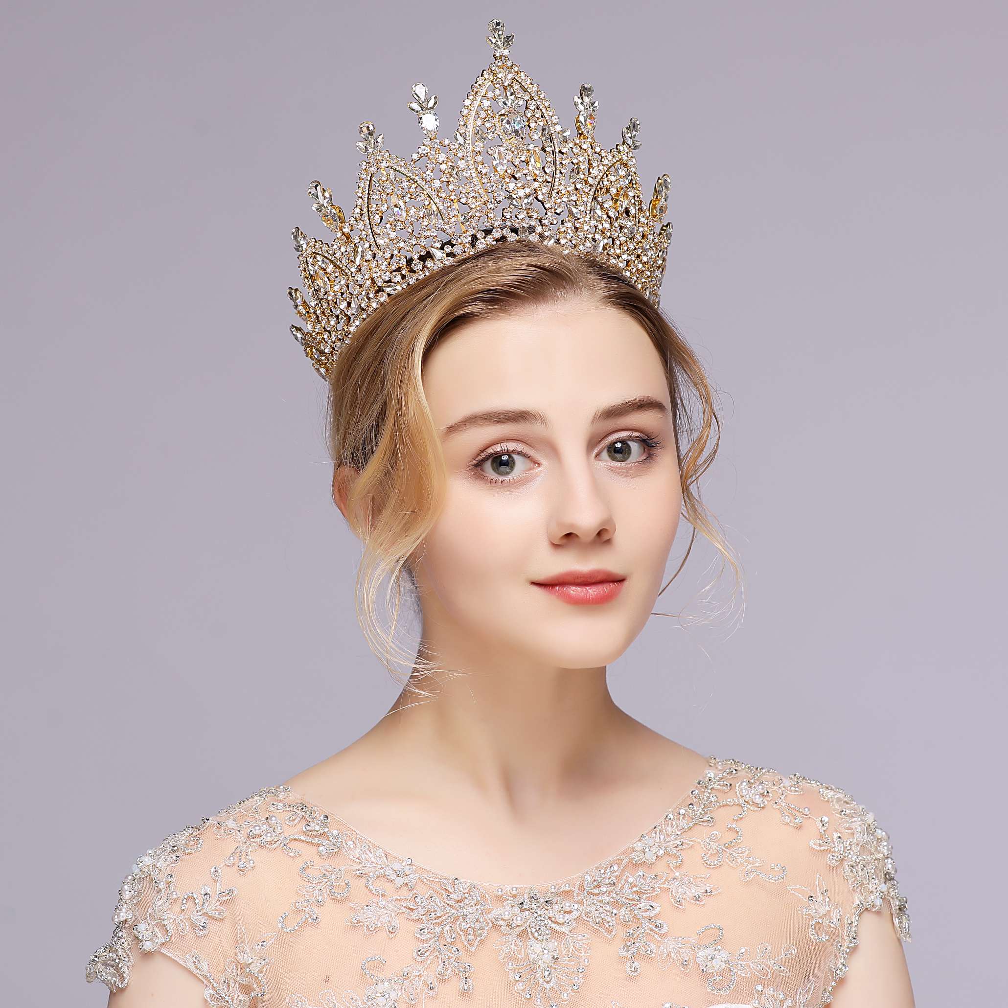 Large-sized claw chain crown wedding bride crown fashion show style