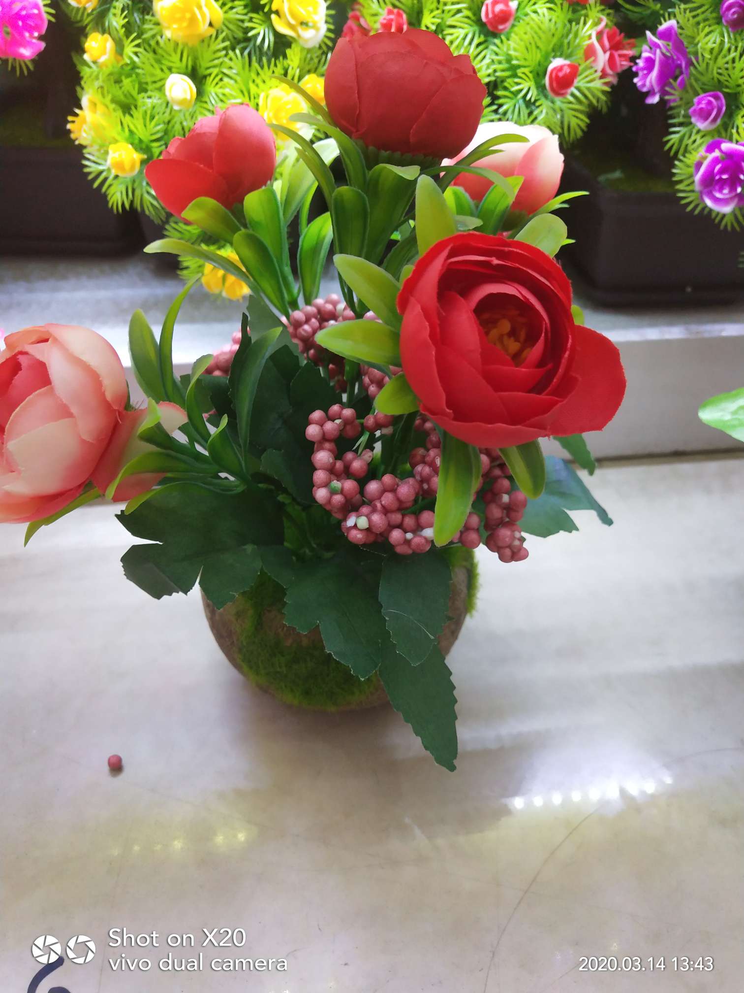 Rose office pot simulation flower bonsai