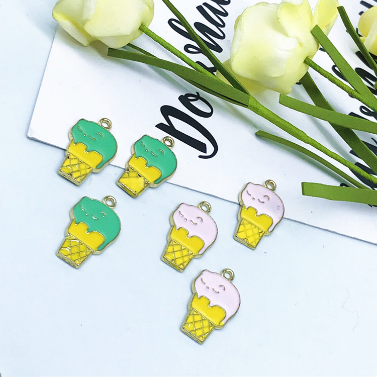diy alloy accessory Korean version cute ice cream painting oil pendant
