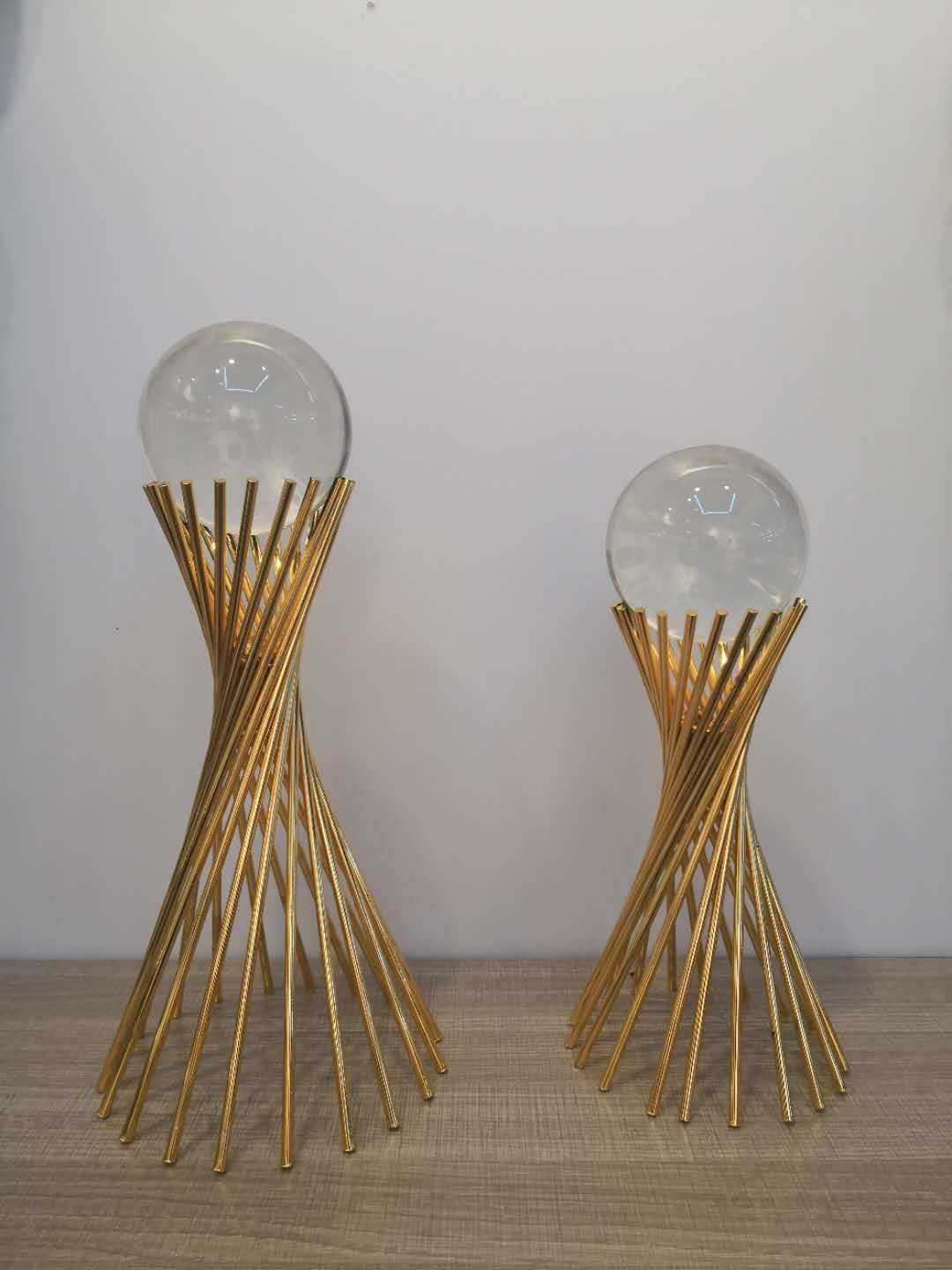 Electroplated iron frame with crystal ball for soft furnishing