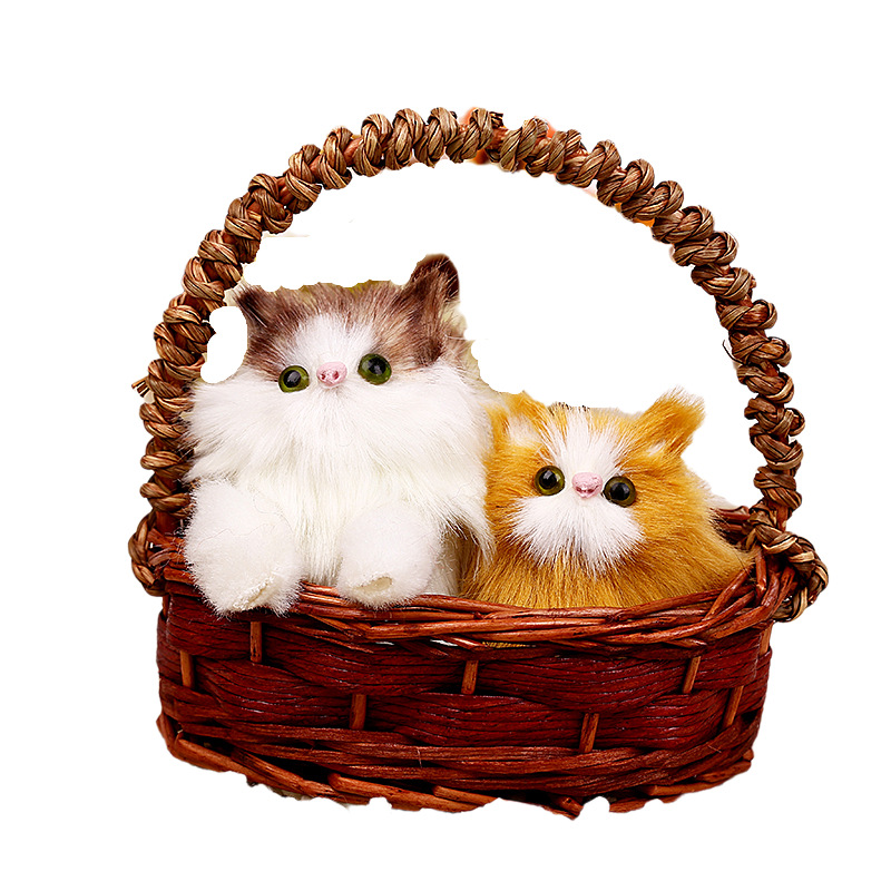 Brown and blue voice-controlled dual cat car accessories, birthday gifts, mixed-color plush toys undefined