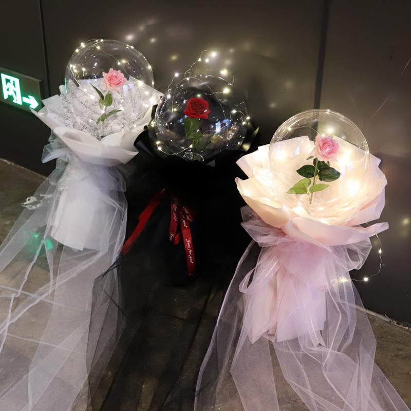 生日小太空气球透明波波球花束网王子DIY抖音玫瑰花的红礼物材料细节图